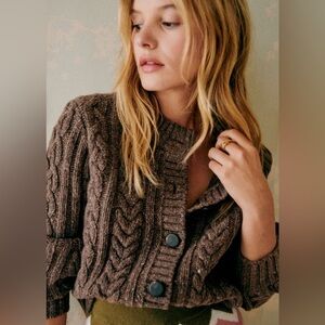 Sezane Andina Cardigan Heather Brown - Size S